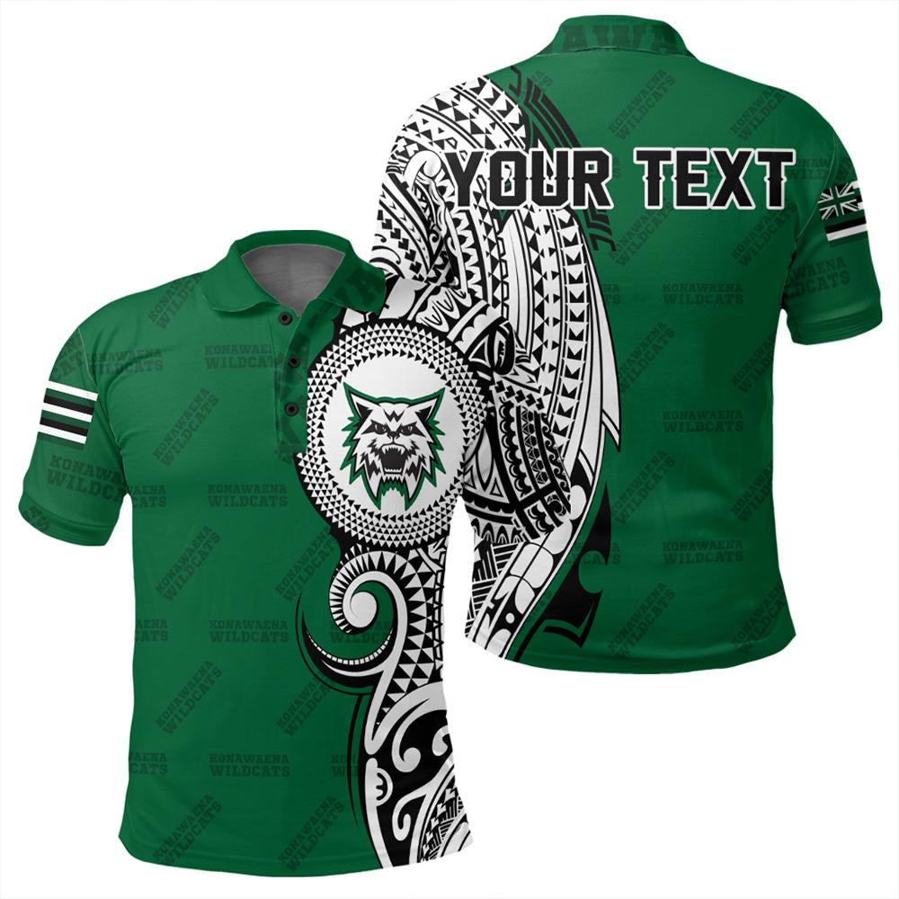 Personalized Hawaii Polo Shirt - Konawaena High Tribal Kakau Polo Shirt - AH