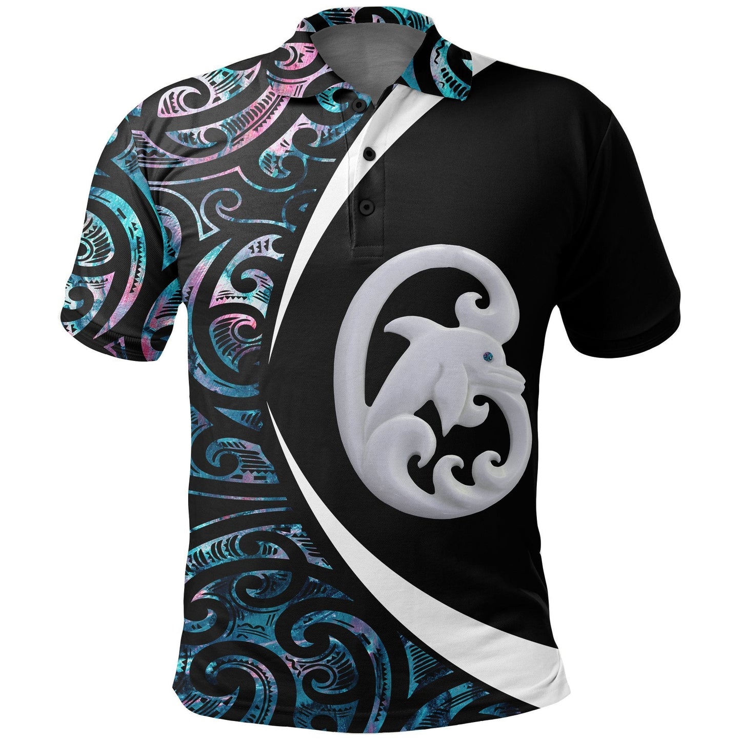 New Zealand Aotearoa Maori Dolphin Polo Shirt, Koru Aihe Paua Golf Shirts