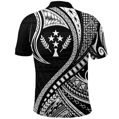 Kosrae Polo Shirt Federated States Of Micronesia Black Wave Style