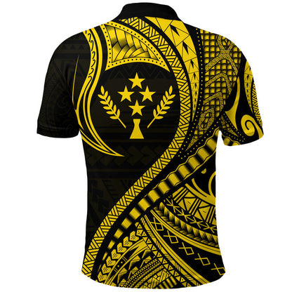 Kosrae Polo Shirt Federated States Of Micronesia Gold Wave Style
