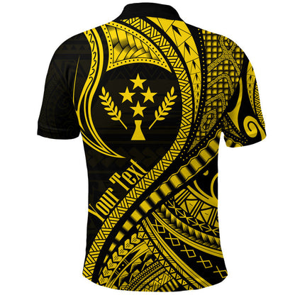 Custom Personalised Kosrae Polo Shirt Federated States Of Micronesia Gold Wave Style