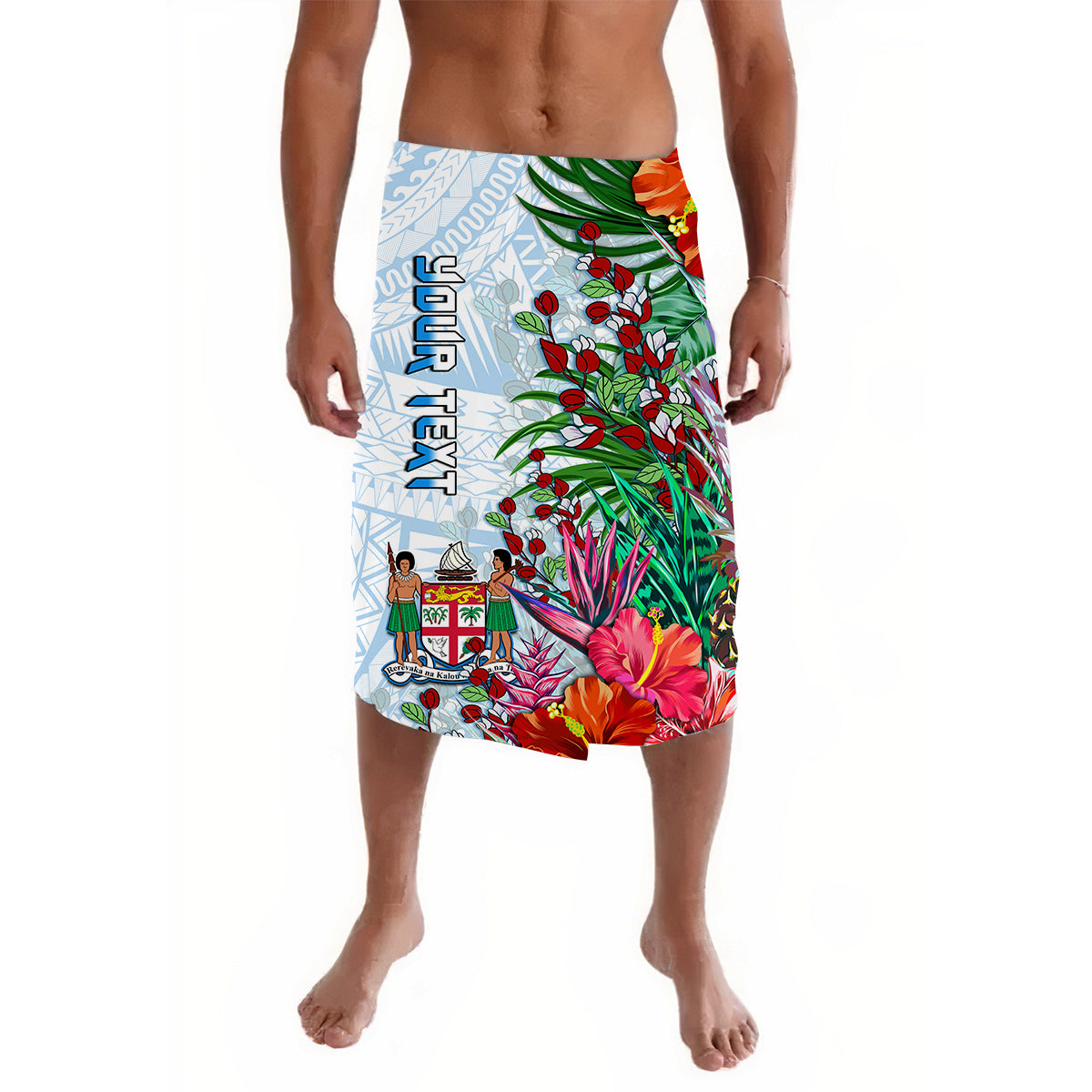 (Custom Personalised) Fiji Lavalava Proud Fijian Tapa mix Tagimoucia Flowers