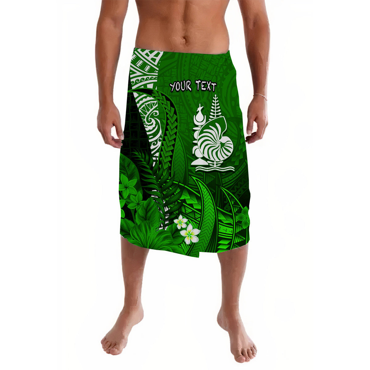 (Custom Personalised) New Caledonia Lavalava Nautilus Green Polynesian Hibiscus
