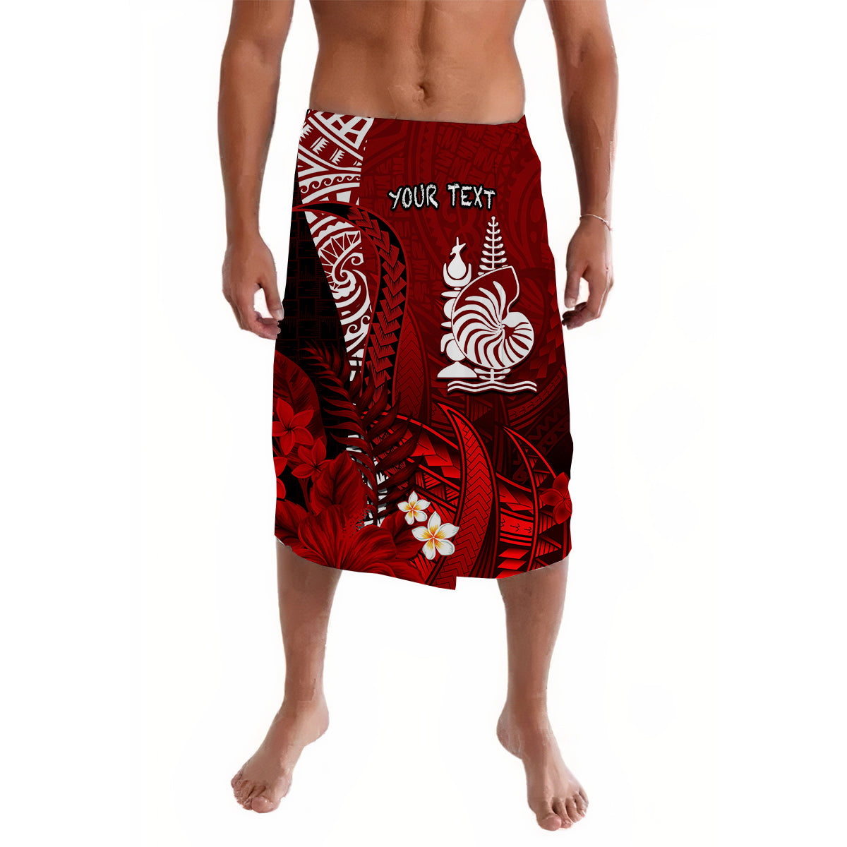 (Custom Personalised) New Caledonia Lavalava Nautilus Red Polynesian Hibiscus