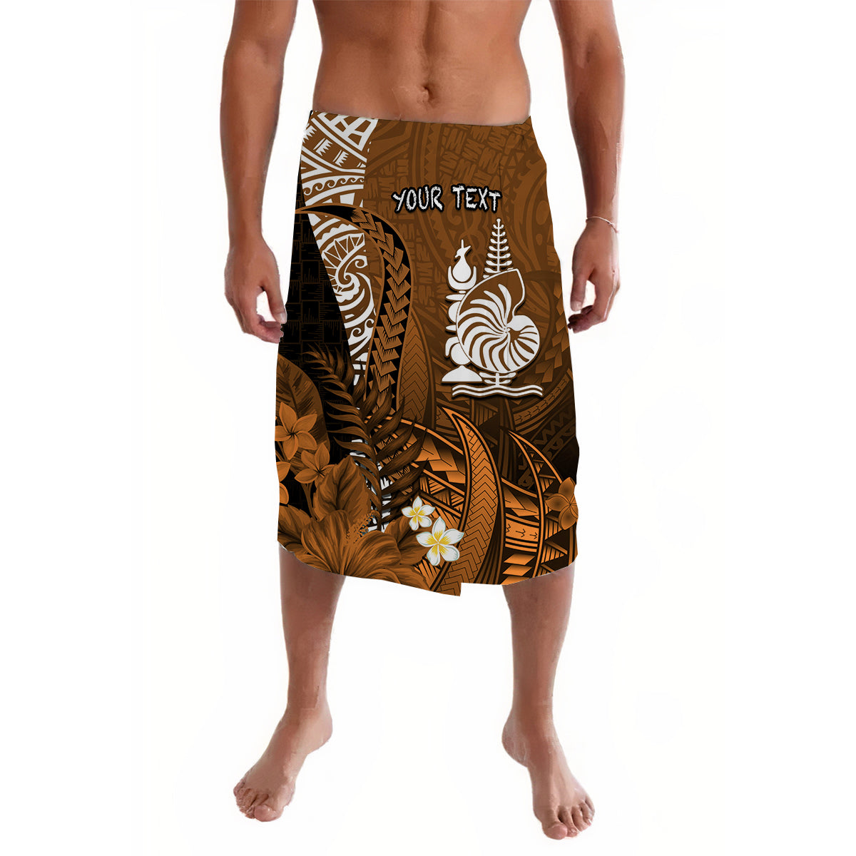 (Custom Personalised) New Caledonia Lavalava Nautilus Gold Polynesian Hibiscus