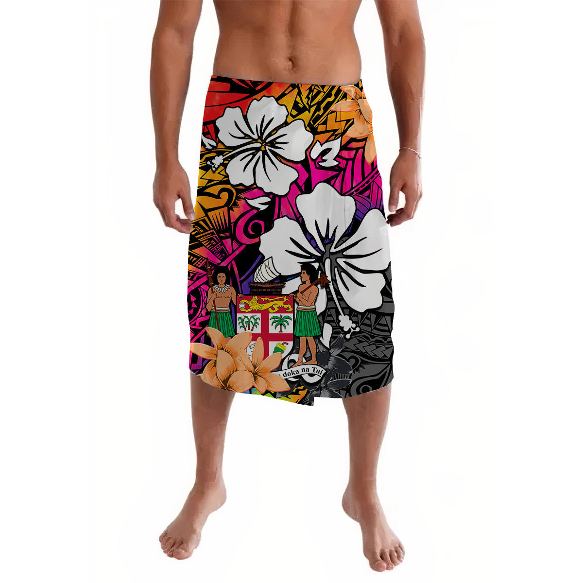 Fiji Tie Dye Lavalava Polynesian Special Tribal Creative Tropical Flowers Ver.01