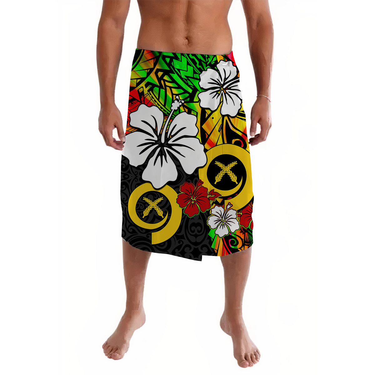 Vanuatu Lavalava Polynesia Tie Dye Hibiscus Flowers Version 02