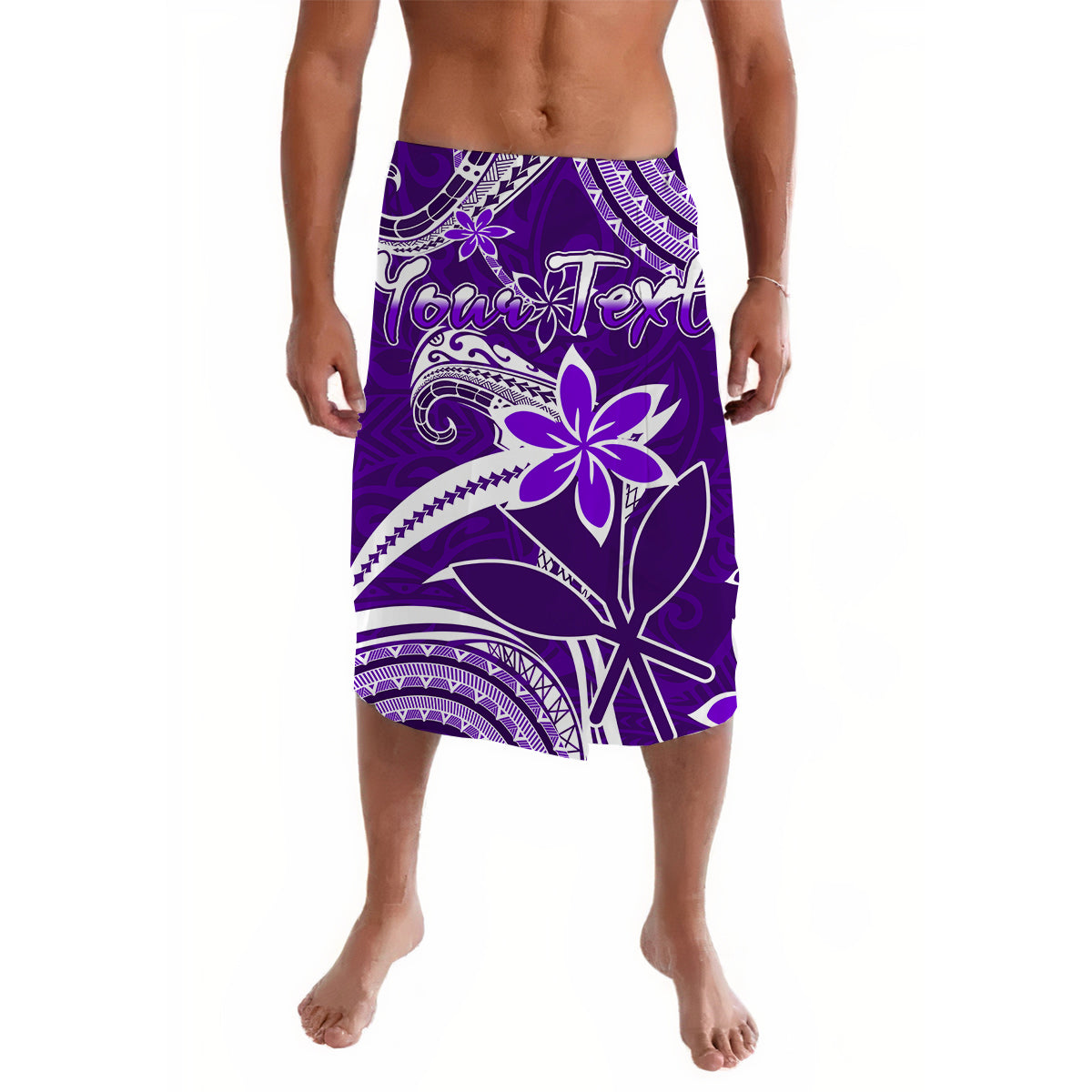 (Custom Personalised) Hawaii Flowers Wave Lavalava Kanaka Maoli Purple Polynesian