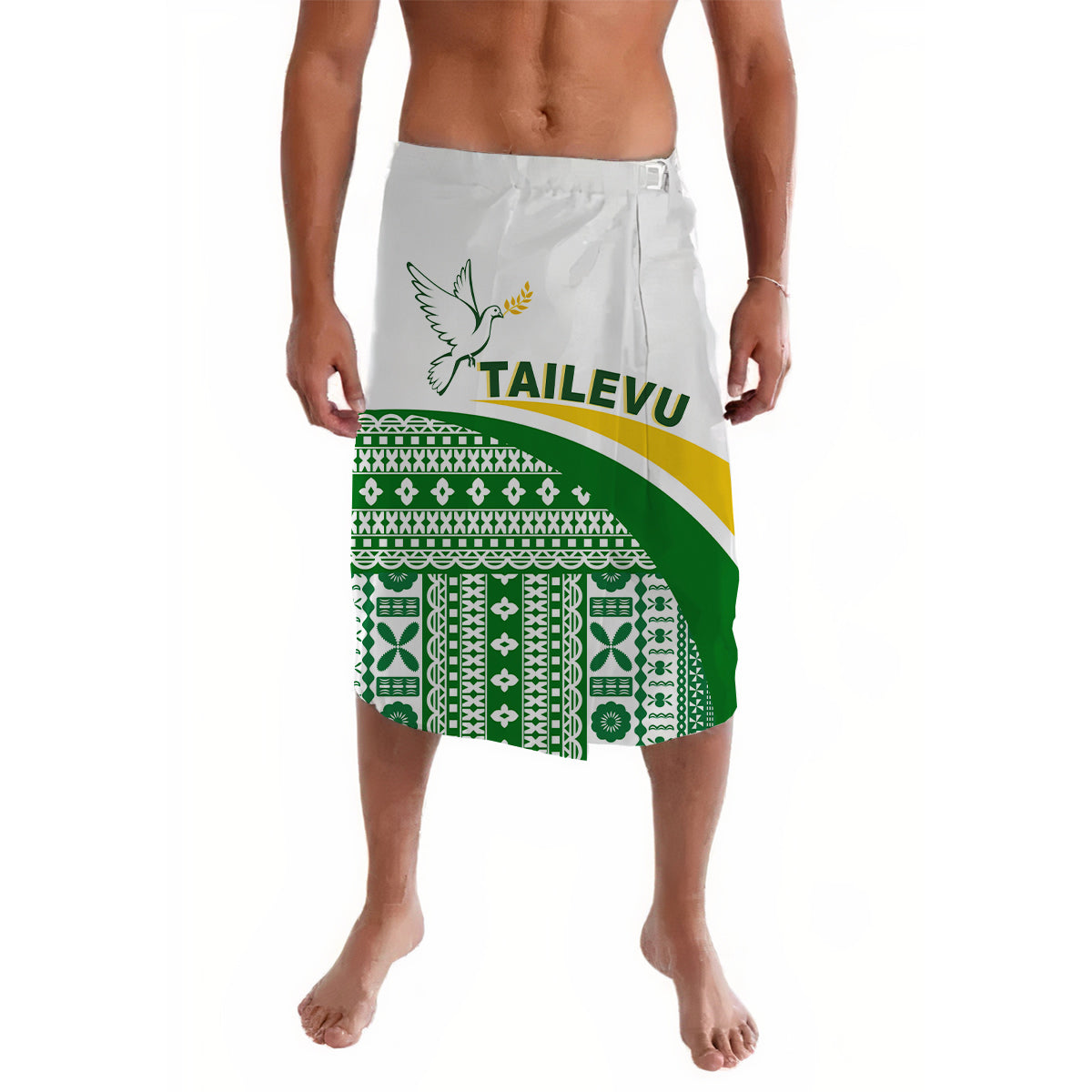 Tailevu Rugby Lavalava Fiji Rugby Tapa Pattern White