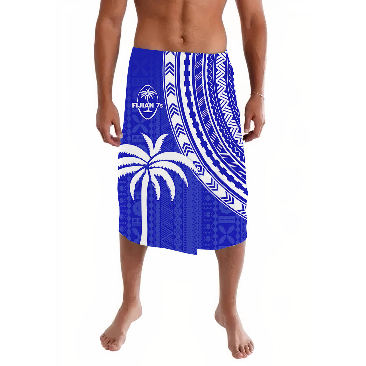 Fiji Rugby Sevens Lavalava Fijian 7s Tapa Polynesian Blue Ver.02