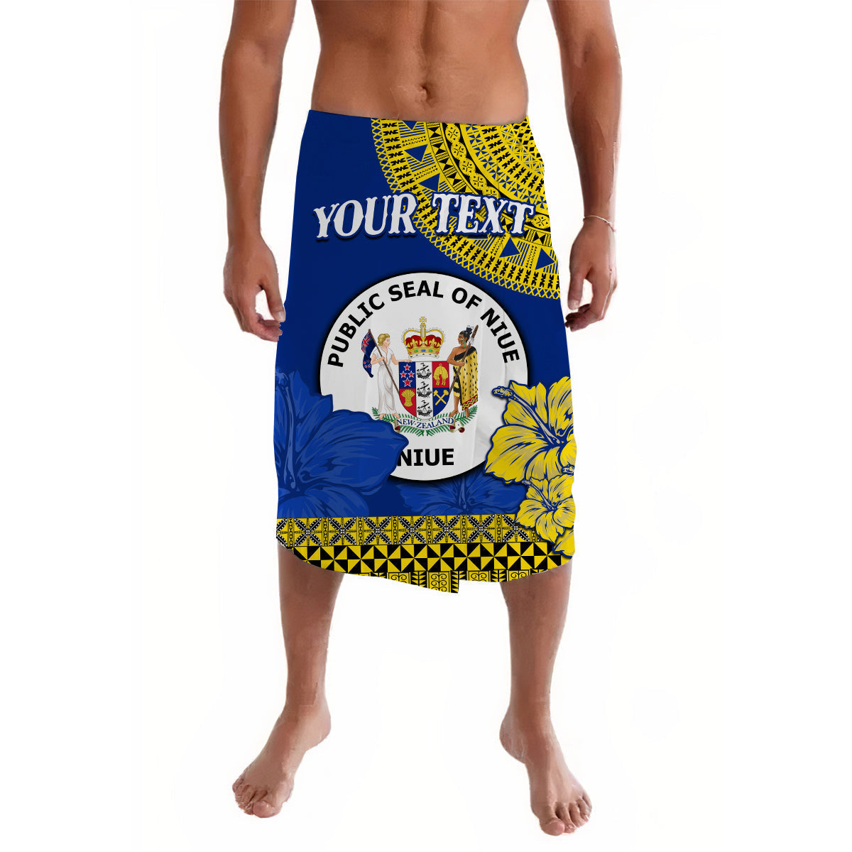 (Custom Personalised) Niue Hiapo Lavalava Rock of Polynesia Tapa Niuean Crab Happy Day