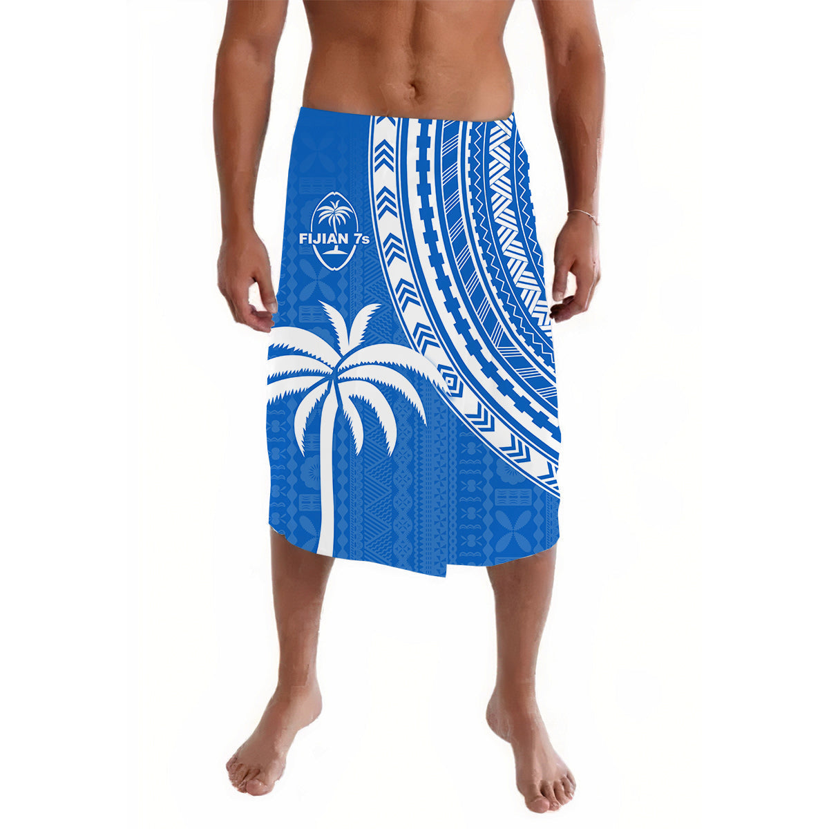 Fiji Rugby Sevens Lavalava Fijian 7s Tapa Polynesian Blue Ver.01