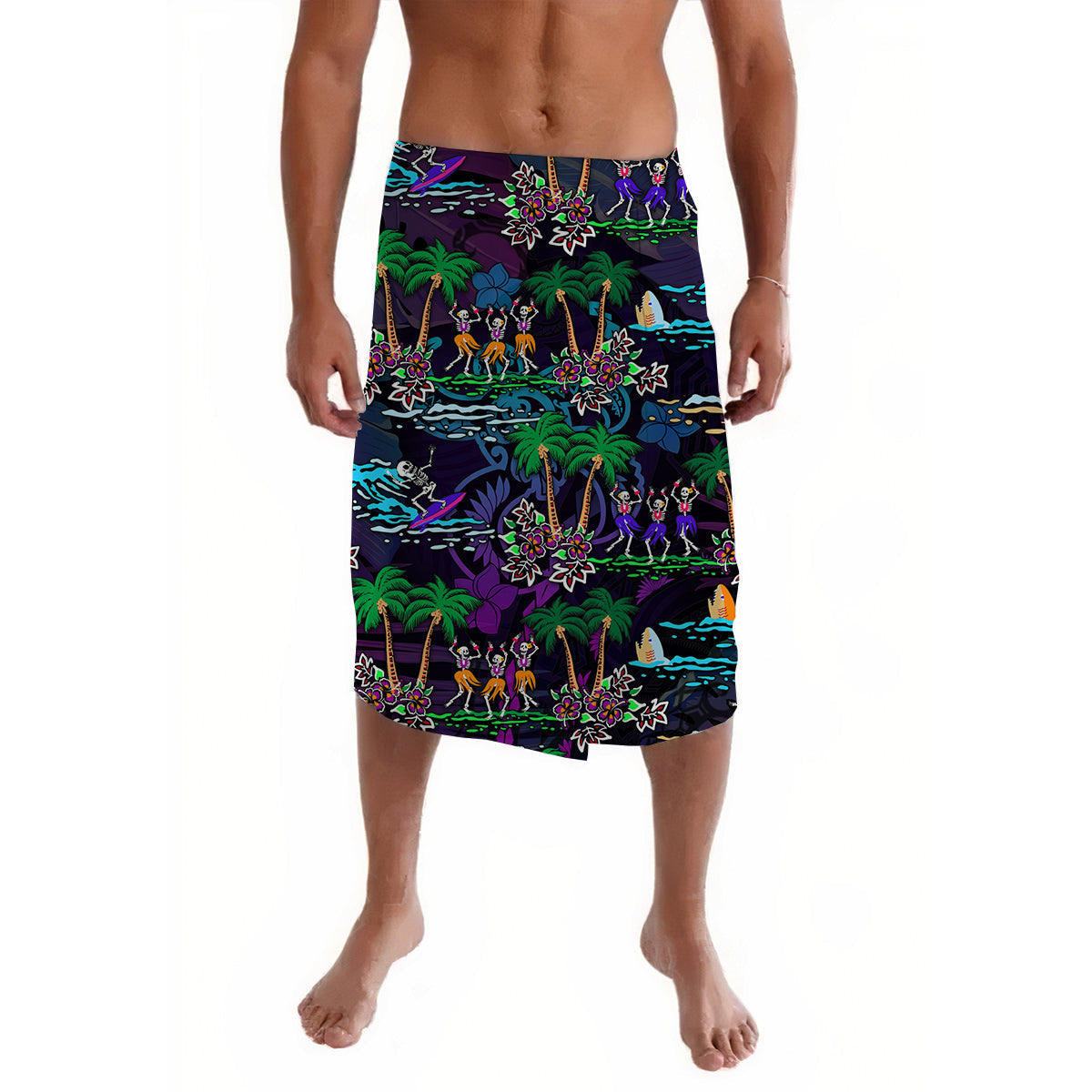 Hawaii Skeleton Dancing Lavalava Halloween Hawaiian Turtle