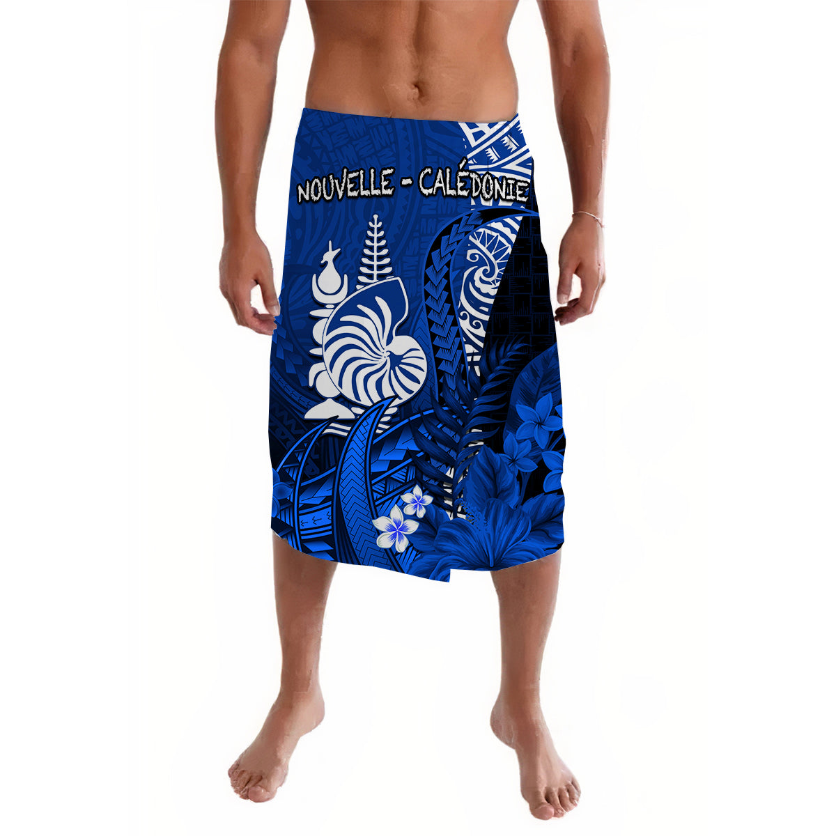 New Caledonia Lavalava Nautilus Blue Polynesian Hibiscus