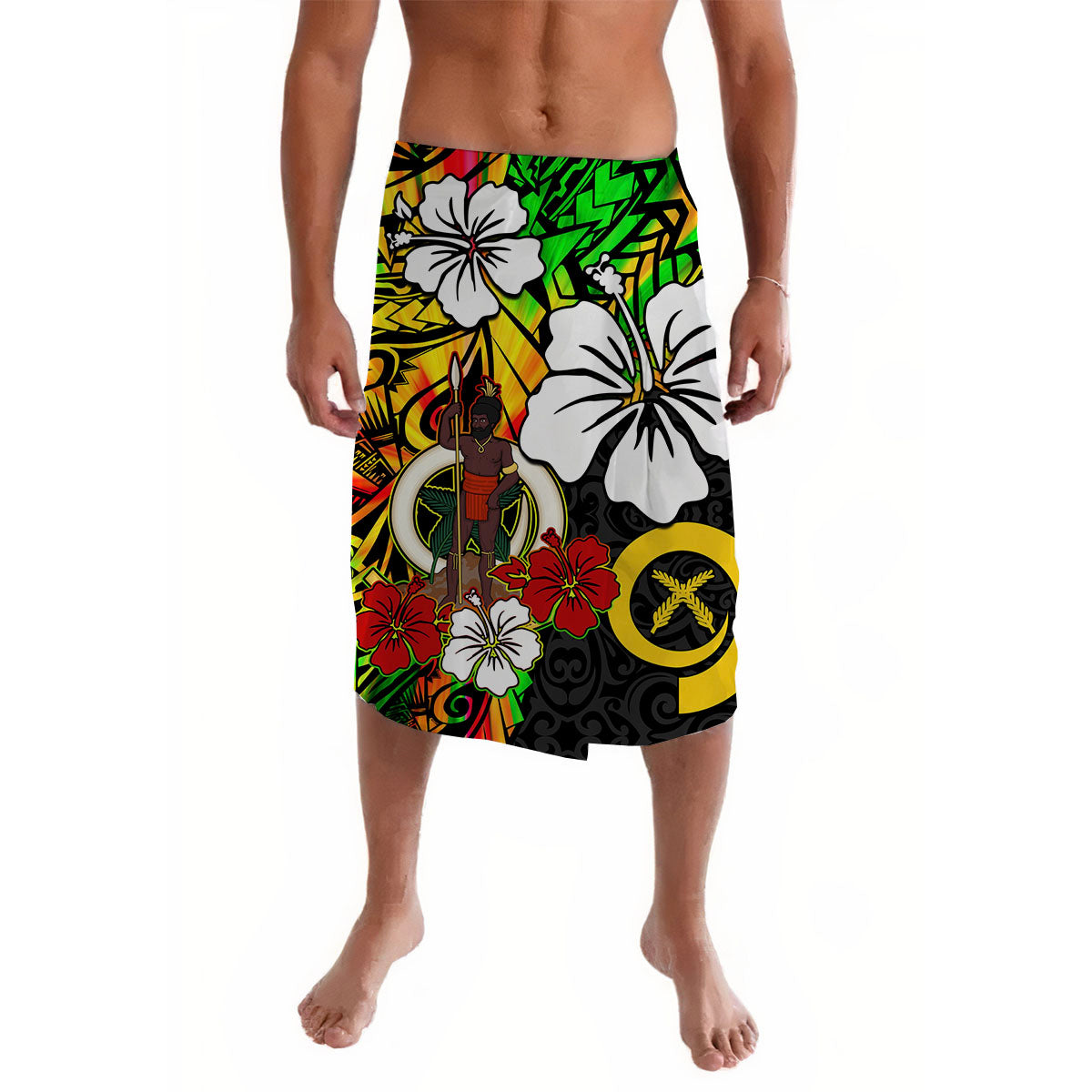 Vanuatu Lavalava Polynesia Tie Dye Hibiscus Flowers Version 01