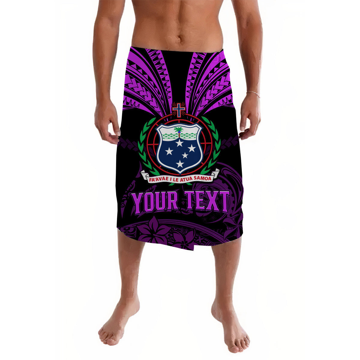 (Custom Personalised) Samoa Tatau Lavalava Purple Polynesian Ula Nifo