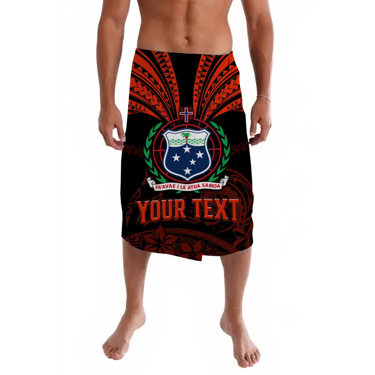 (Custom Personalised) Samoa Tatau Lavalava Red Polynesian Ula Nifo