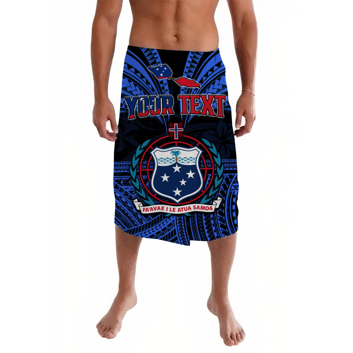 (Custom Personalised) Samoa Tatau Lavalava Blue Polynesian Proud Samoan