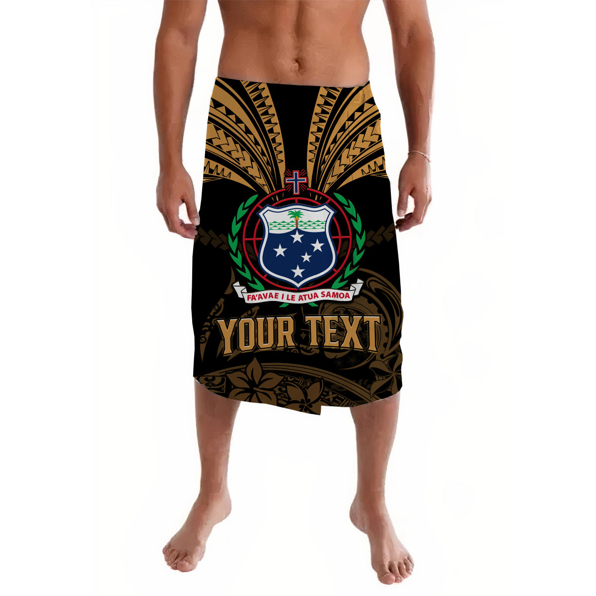 (Custom Personalised) Samoa Tatau Lavalava Gold Polynesian Ula Nifo