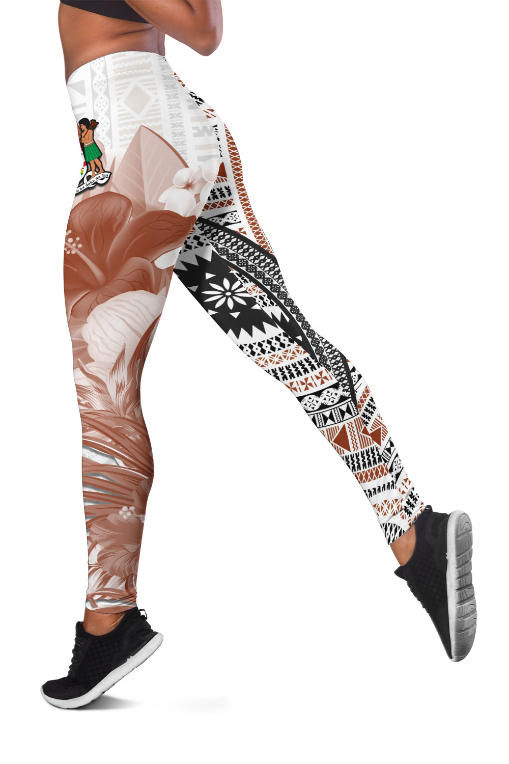 Fiji Tapa Women Legging White Fijian Masi Be Loved Hibiscus Ver.02