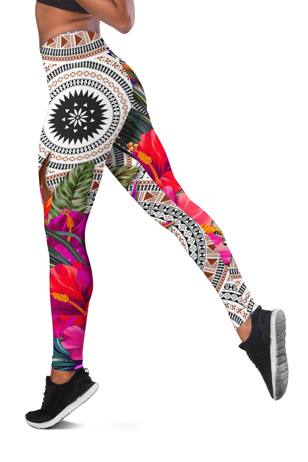 Fiji Tapa Women Legging White Fijian Masi Be Loved Hibiscus Ver.04