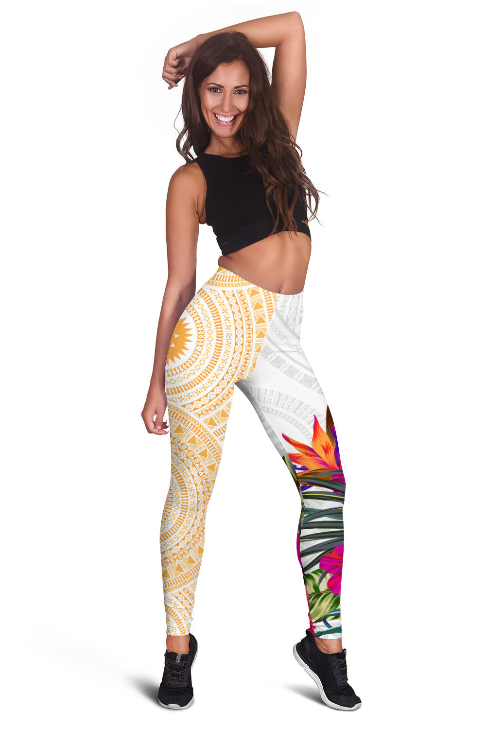 Fiji Tapa Women Legging White Fijian Masi Be Loved Hibiscus Ver.03