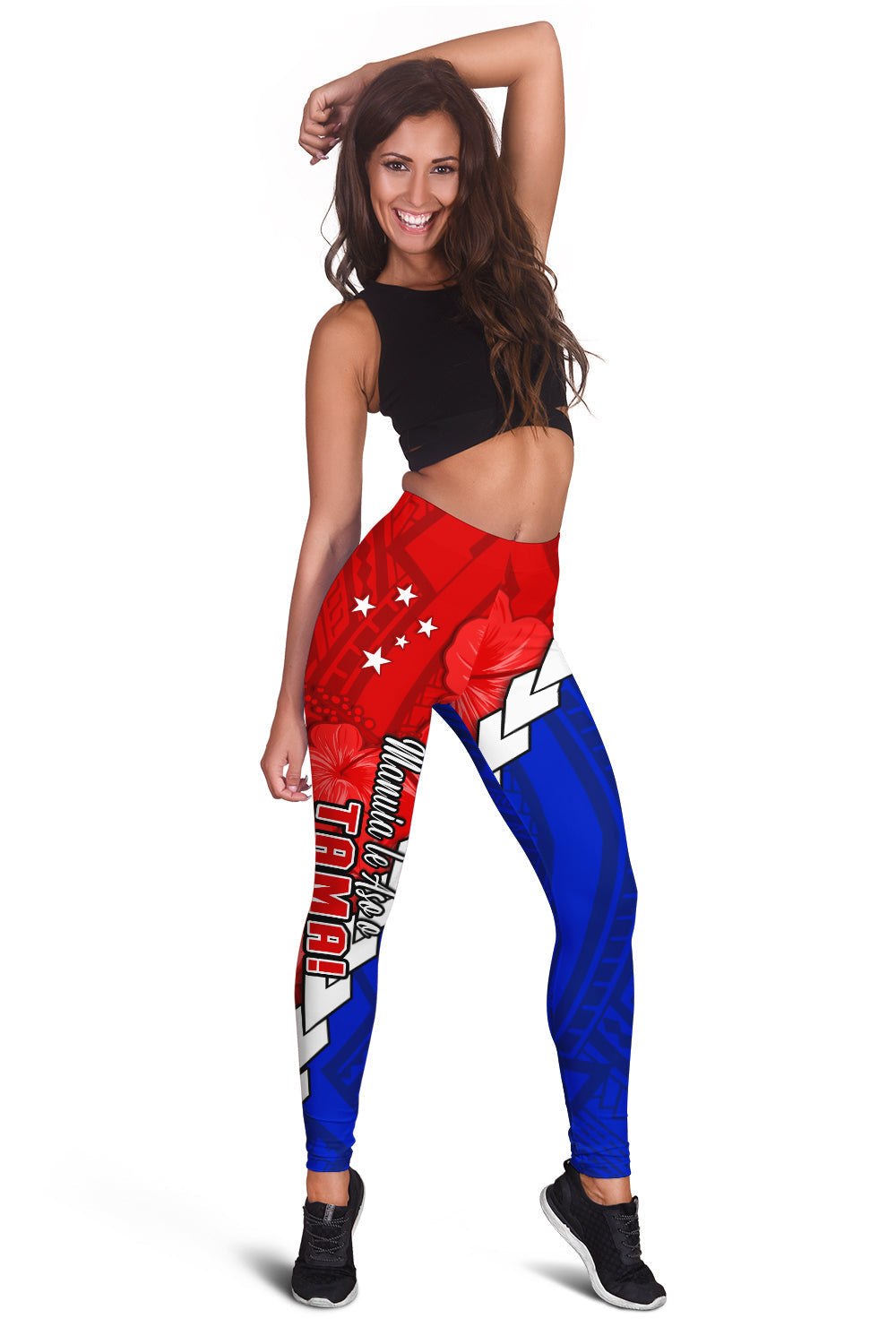 Happy Samoan Fathers Day Legging Hibiscus Mix Polynesian Pattern