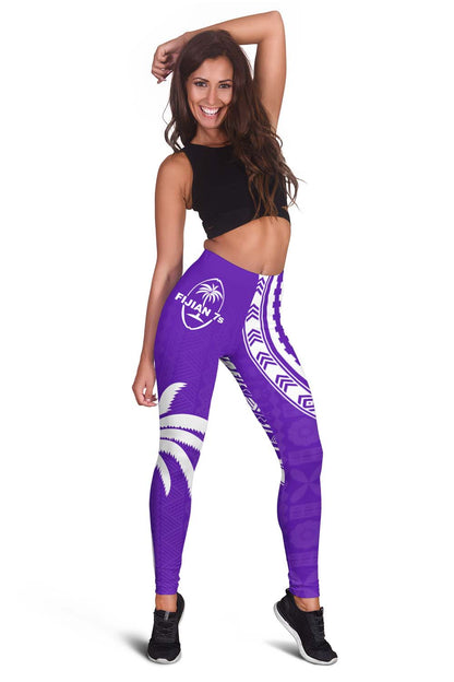 Fiji Rugby Sevens Women Leggings Fijian 7s Tapa Polynesian Purple