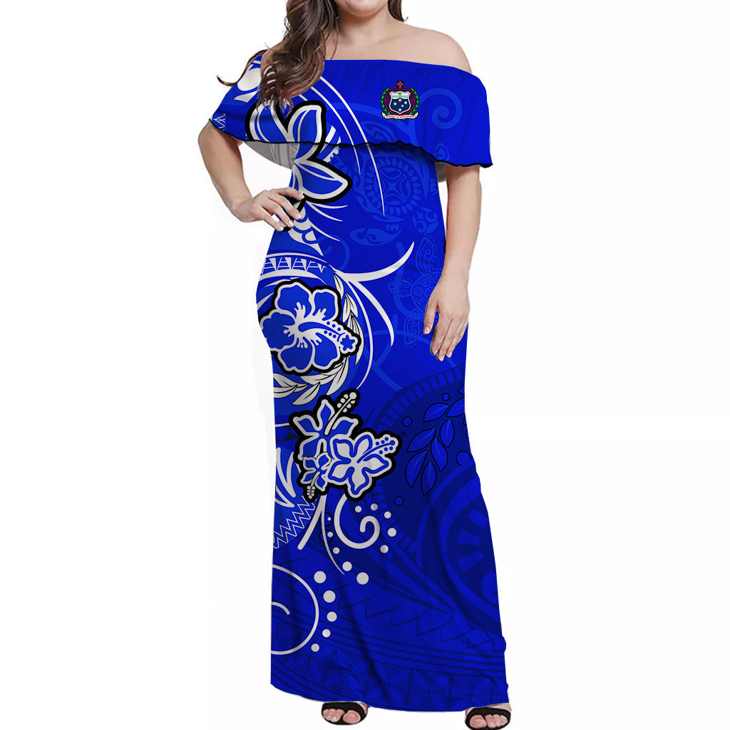 Samoa Off Shoulder Long Dress Be Unique Blue