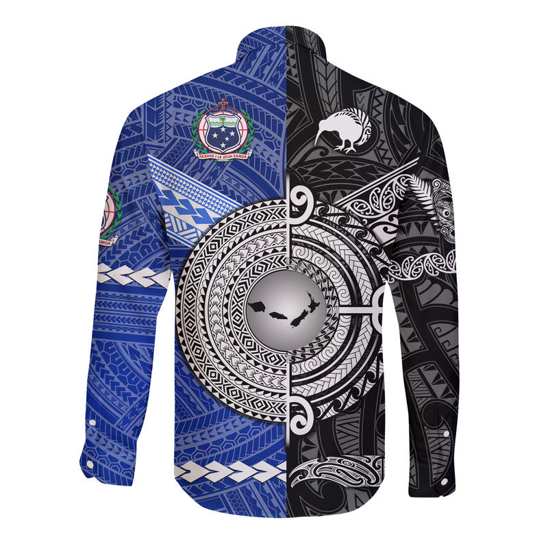 Samoa And New Zealand Hawaii Long Sleeve Button Shirt Together Black