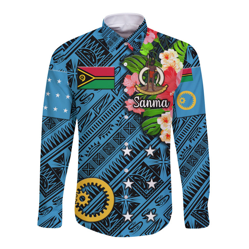 Vanuatu Sanma Hawaii Long Sleeve Button Shirt Independence Be Proud
