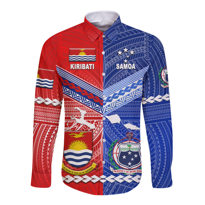 Samoa And Kiribati Hawaii Long Sleeve Button Shirt Together