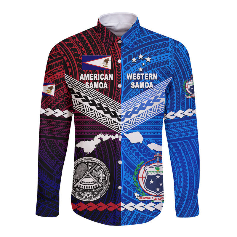 American Samoa And Western Samoa Hawaii Long Sleeve Button Shirt Together