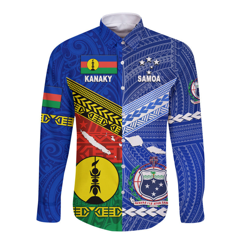 Samoa And Kanaky New Caledonia Hawaii Long Sleeve Button Shirt Together