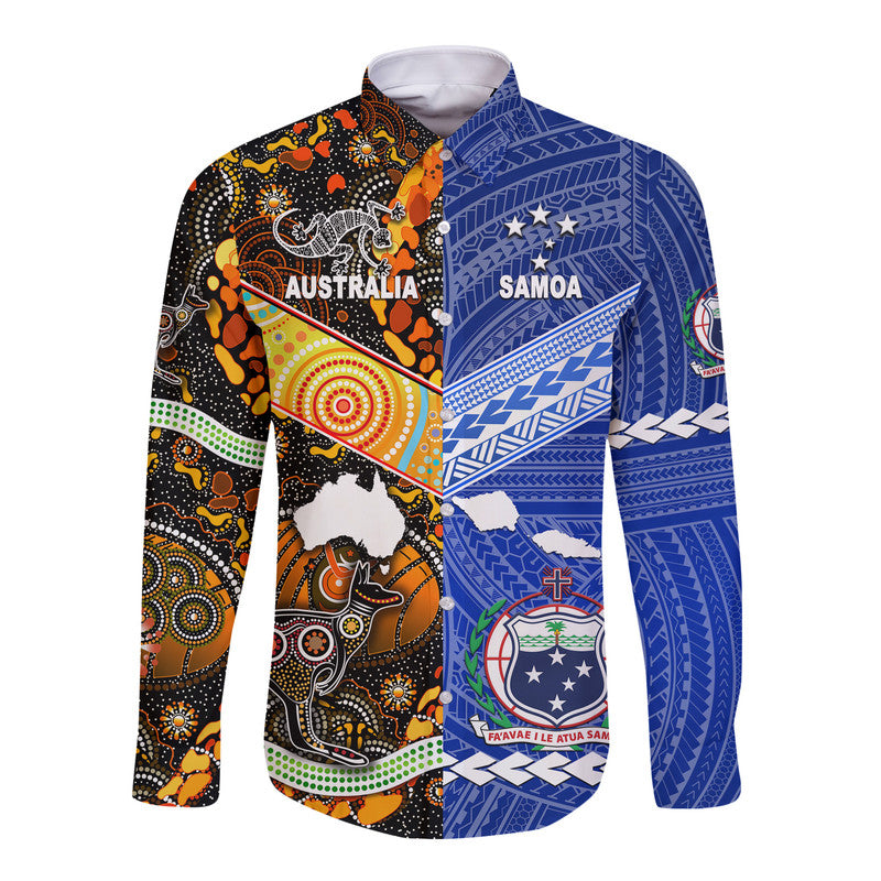 Samoa And Australia Aboriginal Hawaii Long Sleeve Button Shirt Together
