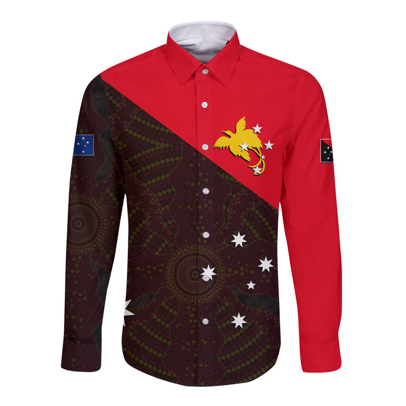 Papua New Guinea And Australia Long Sleeve Button Shirt