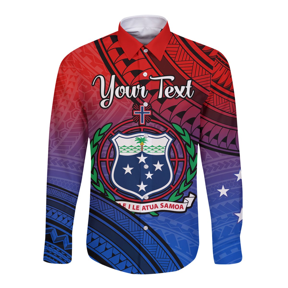 (Custom Personalised) Samoa Hawaii Long Sleeve Button Shirt Style Gradient Sporty Original