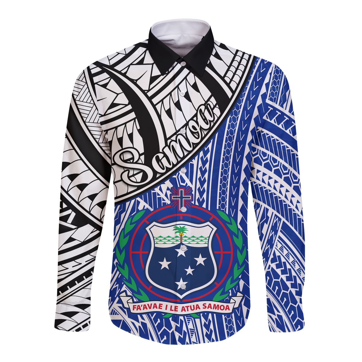 Samoa Hawaii Long Sleeve Button Shirt Samoan Pattern Newest