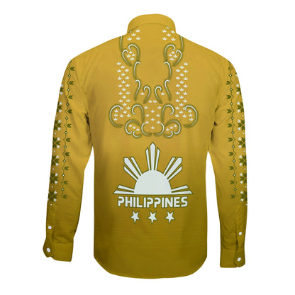 Philippines Long Sleeve Button Shirt Sun Filipino Gold Barong