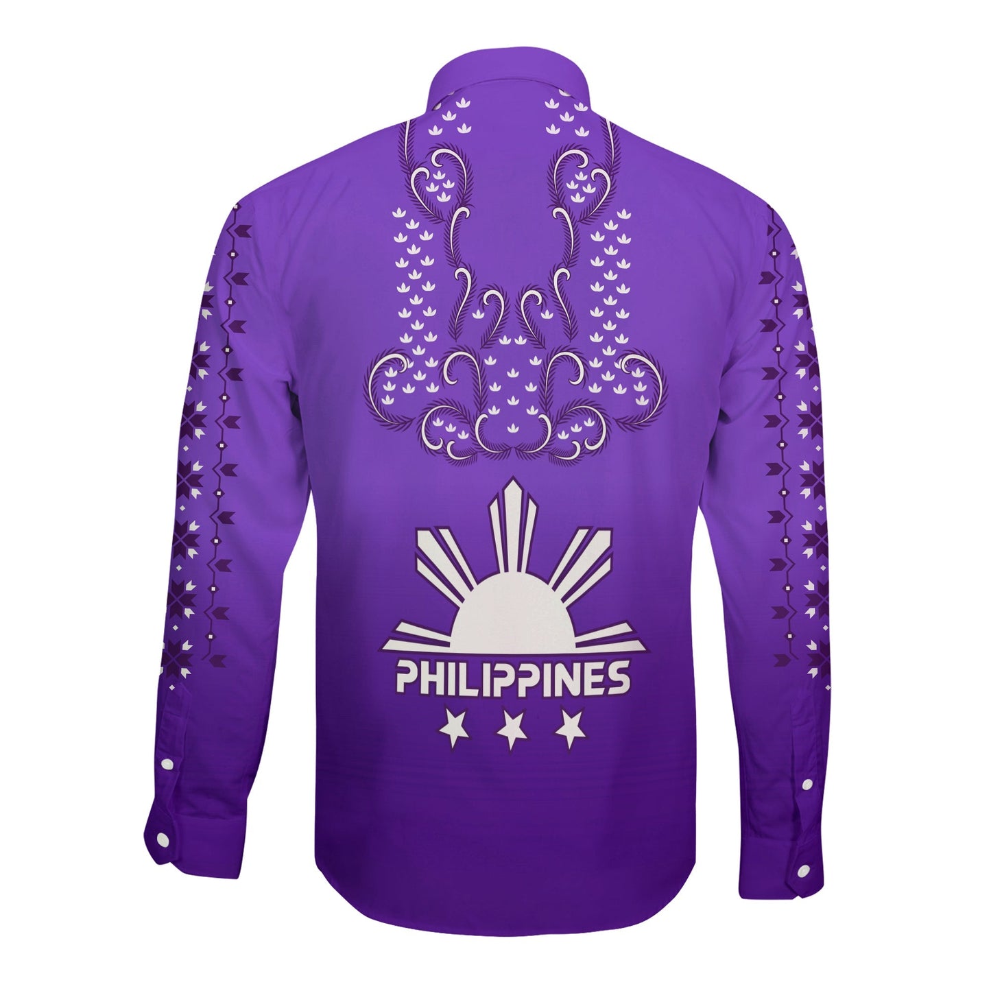 Philippines Long Sleeve Button Shirt Sun Filipino Purple Barong