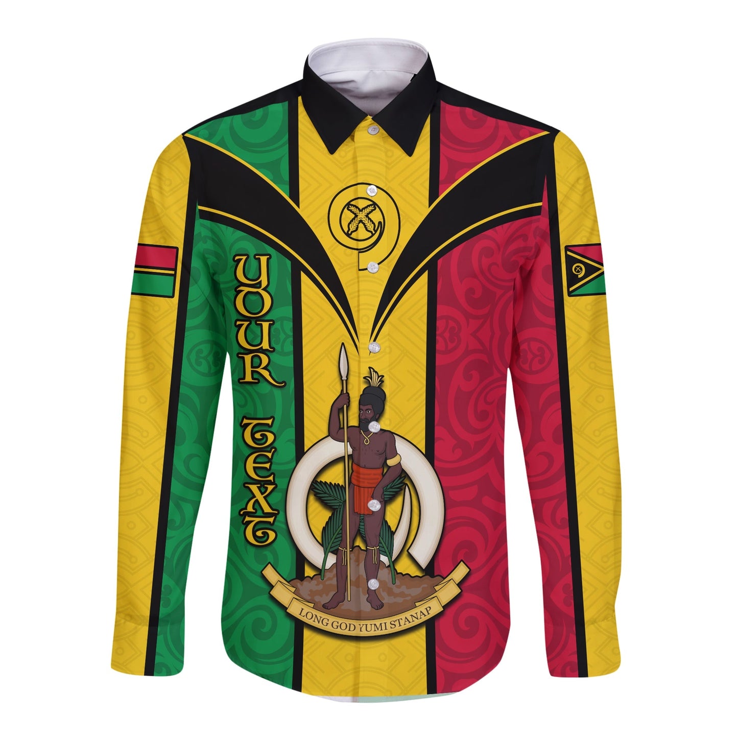 (Custom Personalised) Vanuatu Long Sleeve Button Shirt Pig Tusk Polynesian