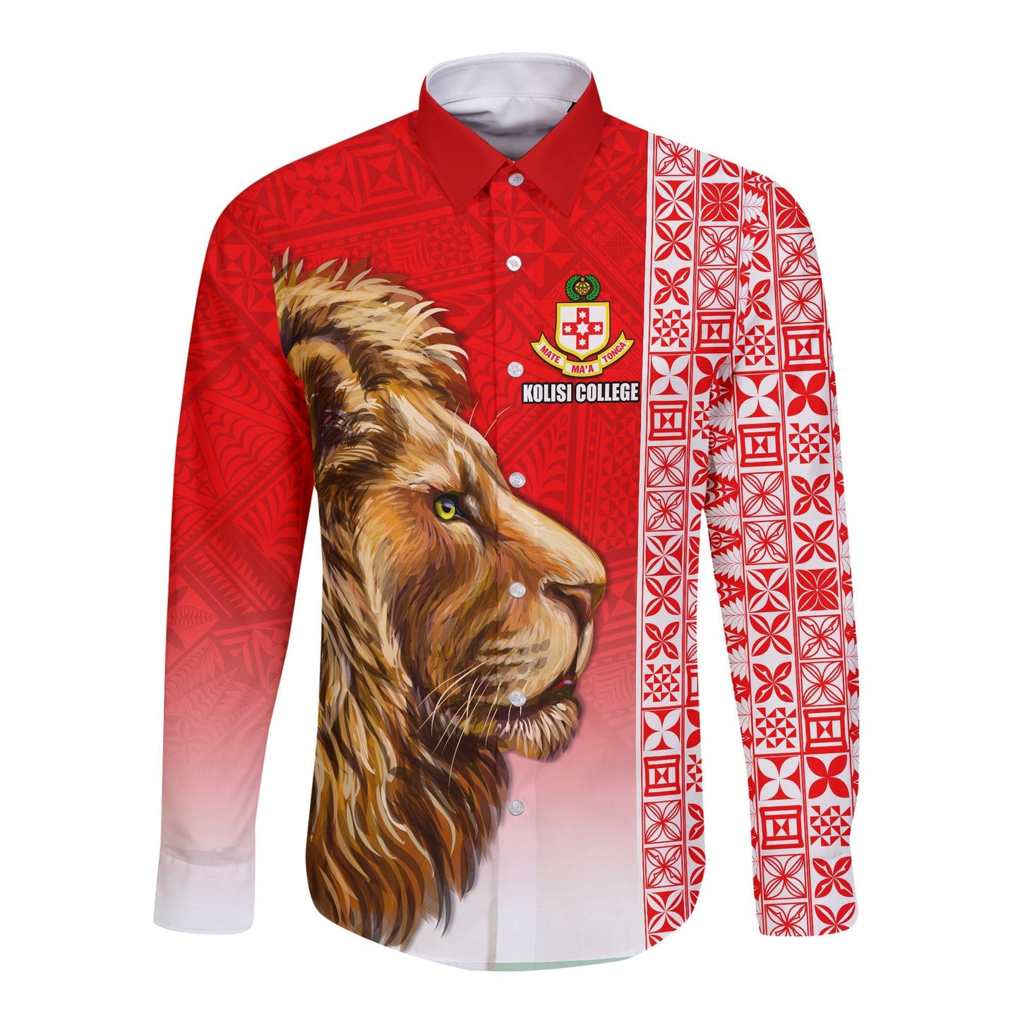 Kolisi Tonga College Atele Hawaii Long Sleeve Button Shirt Home of the Lions