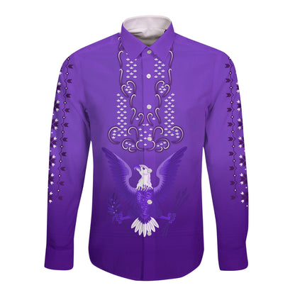 Philippines Long Sleeve Button Shirt Sun Filipino Purple Barong