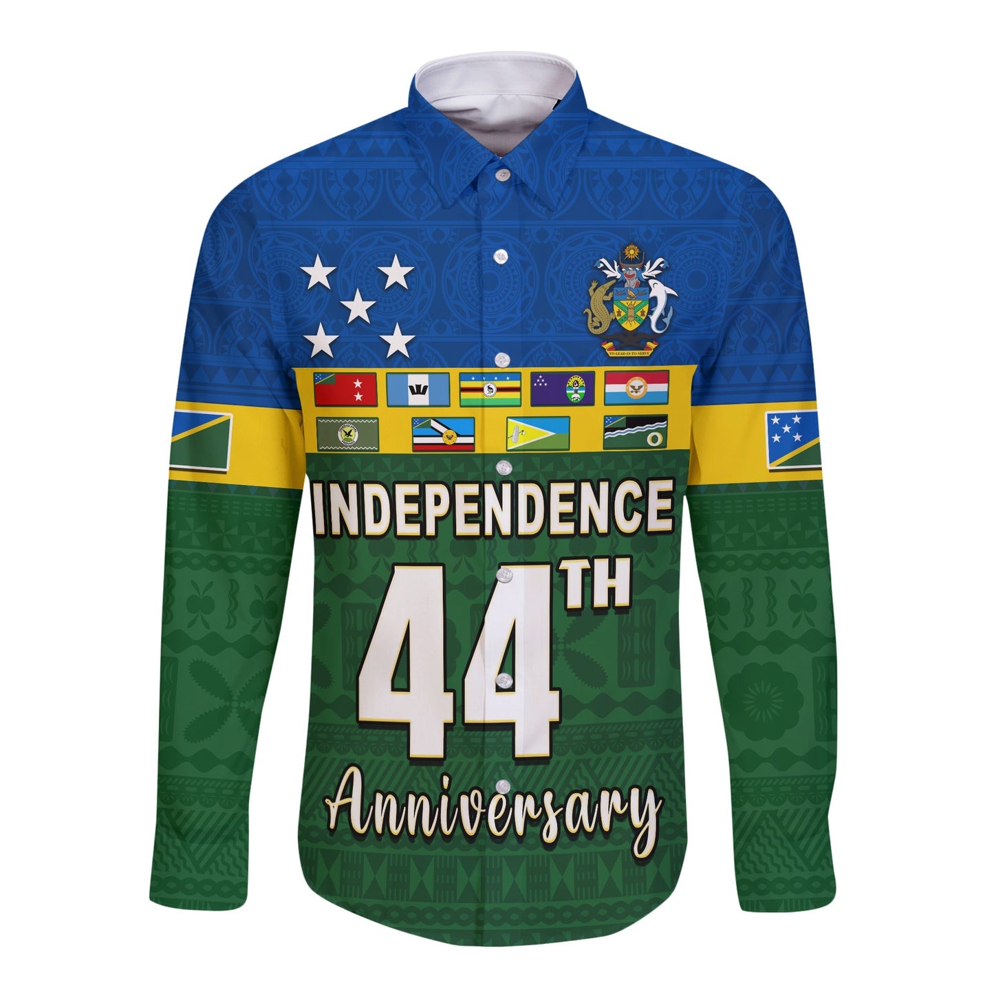 Solomon Islands National Day Long Sleeve Button Shirt Independence Day Tapa Pattern
