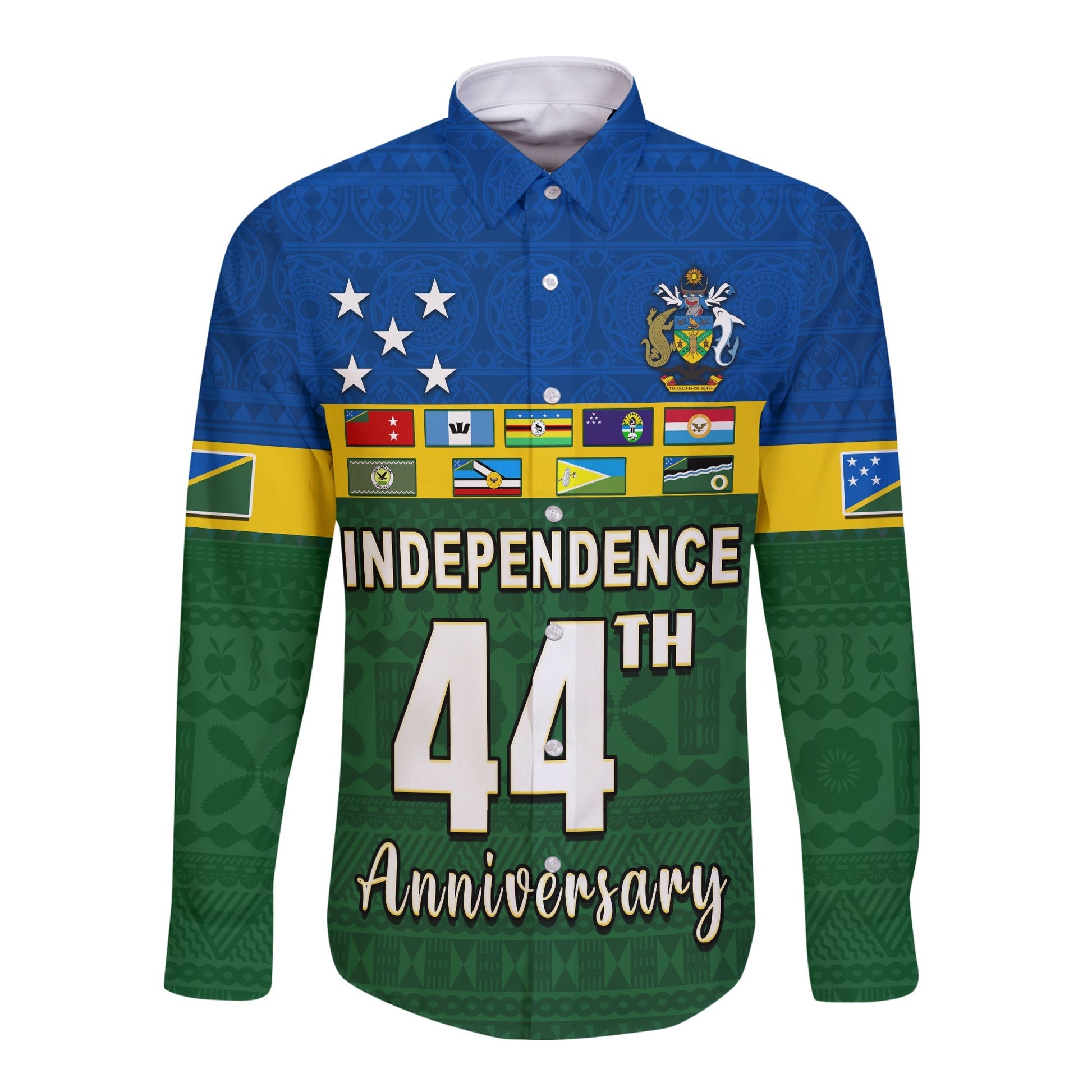 Solomon Islands National Day Long Sleeve Button Shirt Independence Day Tapa Pattern