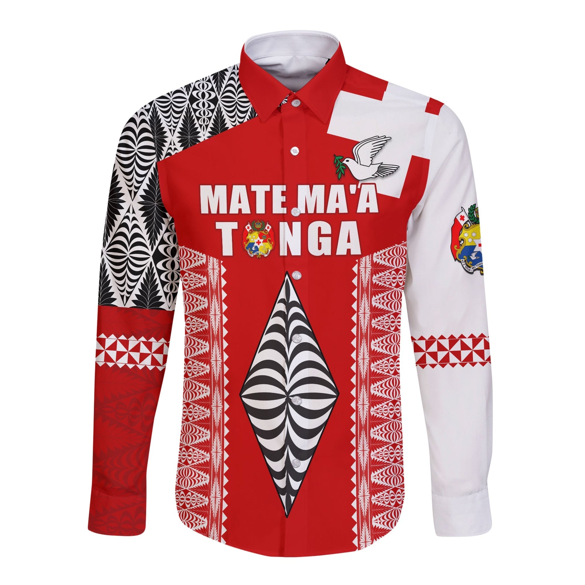 Tonga Rugby Long Sleeve Button Shirt Kupesi Ngatu Mate Maa Tonga