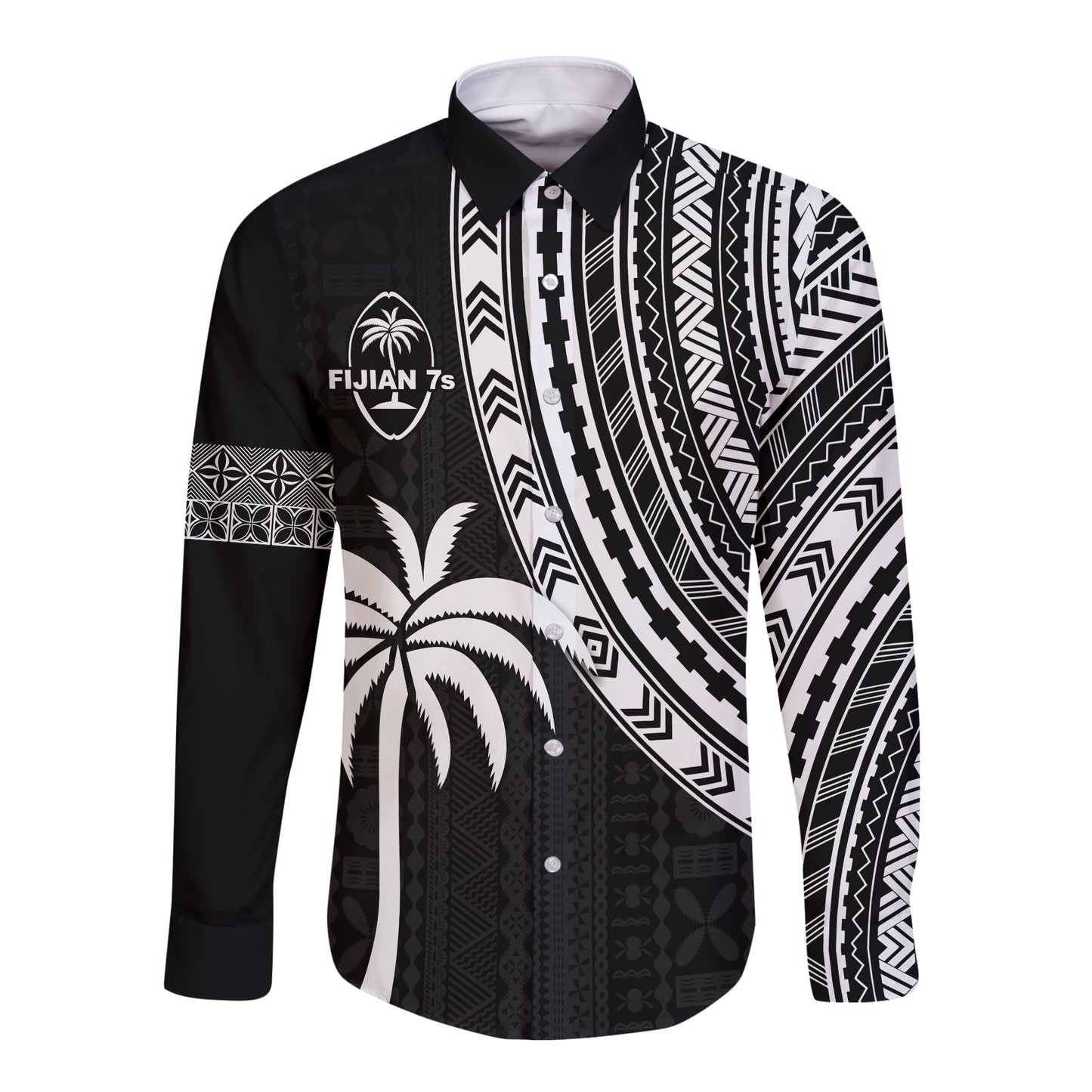 Fiji Rugby Sevens Long Sleeve Button Shirt Fijian 7s Tapa Polynesian
