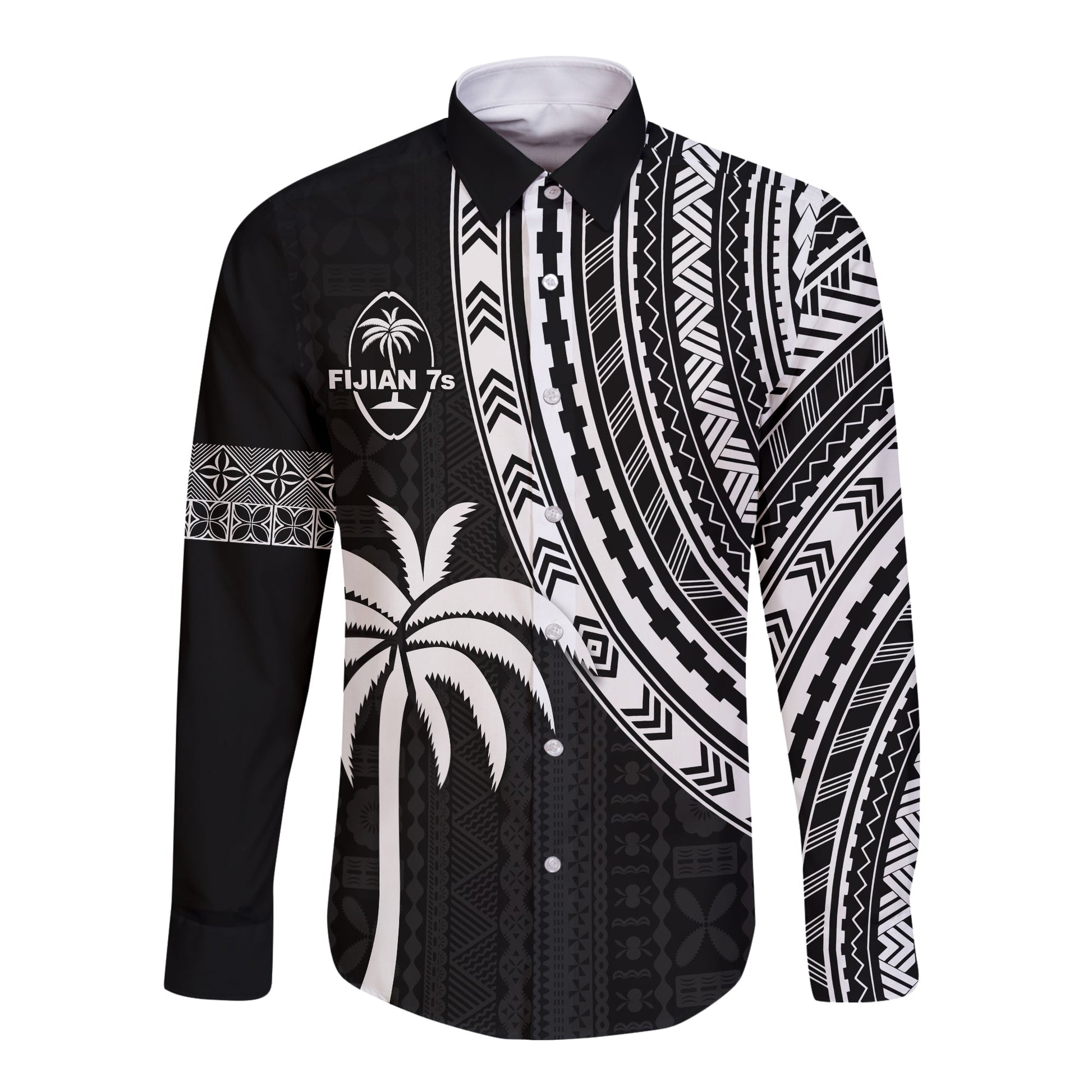 Fiji Rugby Sevens Long Sleeve Button Shirt Fijian 7s Tapa Polynesian