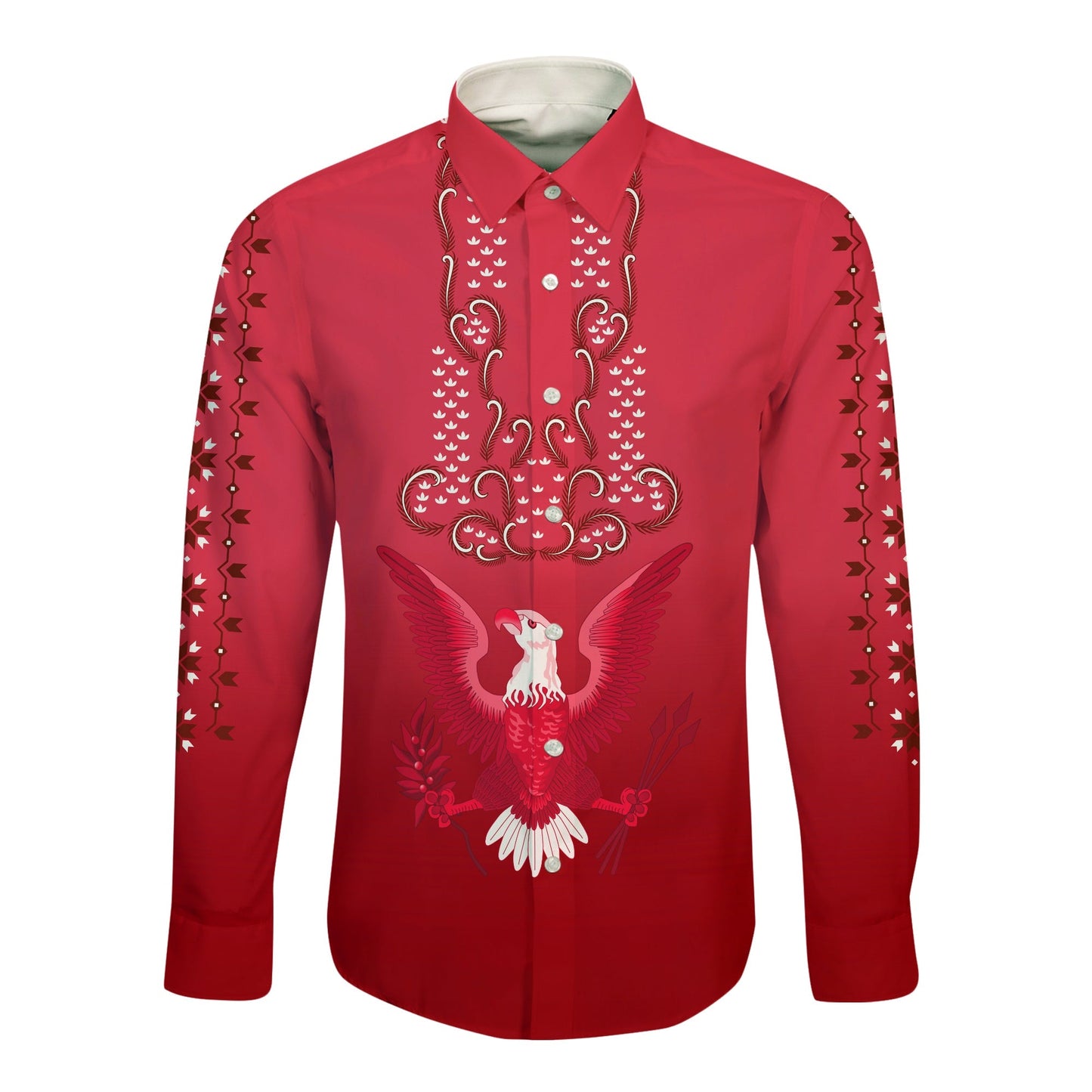 (Custom Personalised) Philippines Long Sleeve Button Shirt Sun Filipino Red Barong