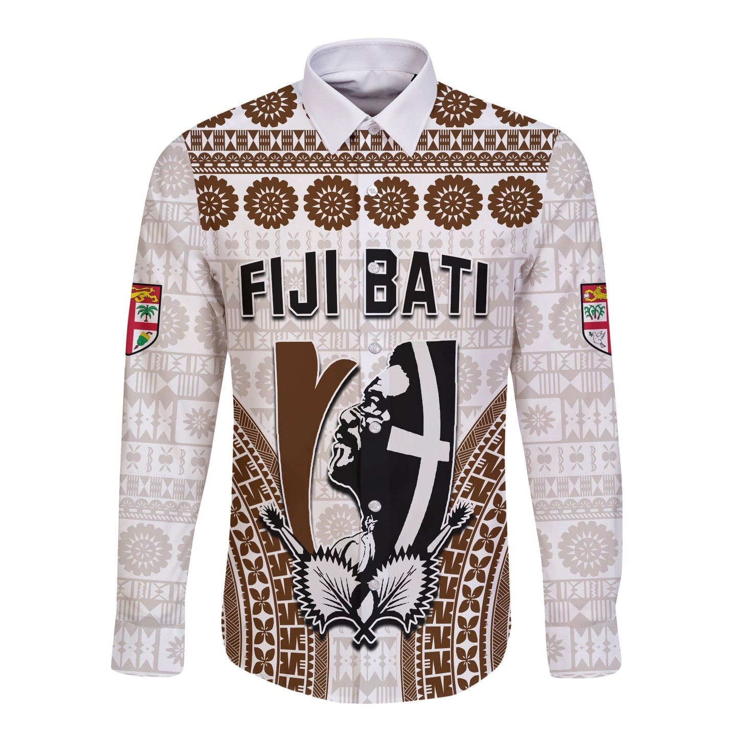 Fiji Rugby Bati Long Sleeve Button Shirt Proud Tapa Pattern